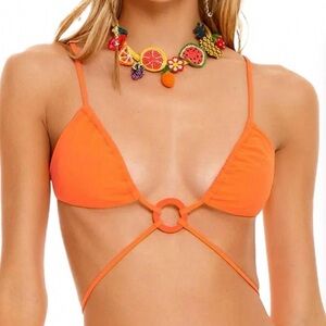 Agua Bendita Orange Ring Front Triangle Bikini Top